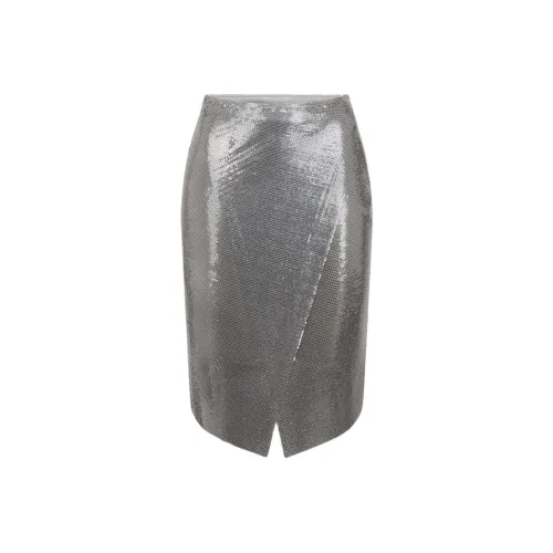 Paco Rabanne Повседневный Длинный Юбка Женская Серебряная