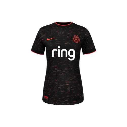 nike Dri FitNWSL Portland Thorns FC 2025 Stadium Away Футбол Джерси Женские Черный Ярко-красный