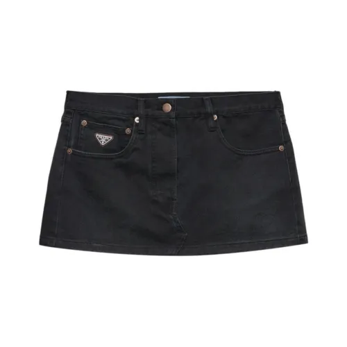 PRADA SS24 Джинсовые короткие юбки Женские Черный