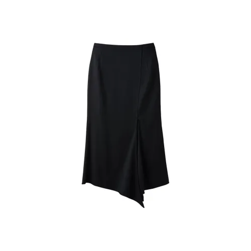 RECTO FW24 ZINNIA Slit Детали FLOWING Юбка Повседневный Длинный Юбка Женские Черный