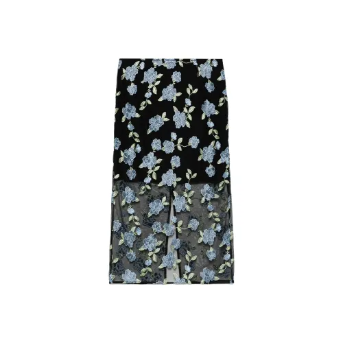 Rotate Повседневный Длинный Юбка Женские Черный