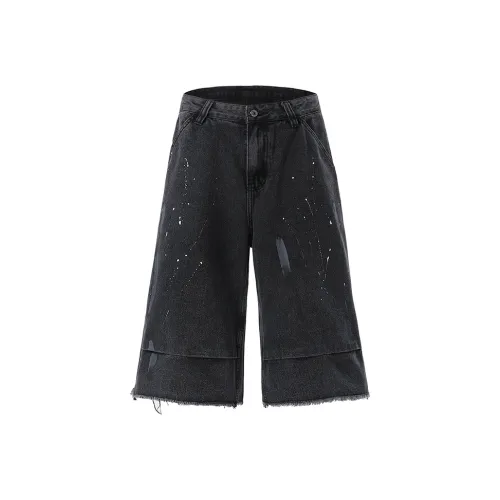 KUXIANSENWENYI Черно-серый цвет унисекс джинсовые шорты