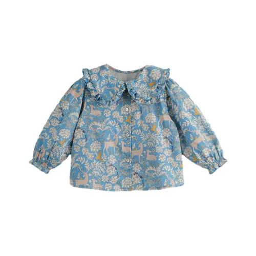 MARC JANIE Мультяшный детский топ весна-осень детский бабочка синий