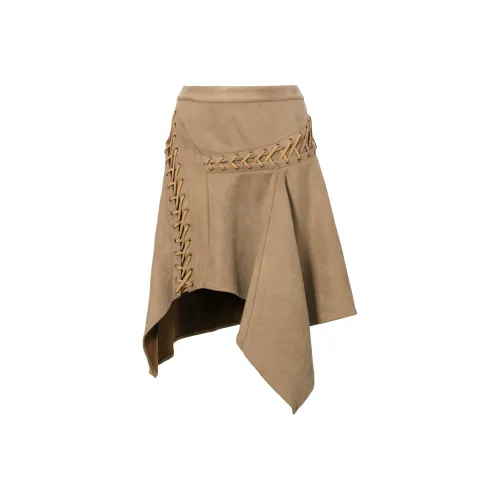 JYOSEI Повседневный Длинный Юбка Женская Светло-Коричневый