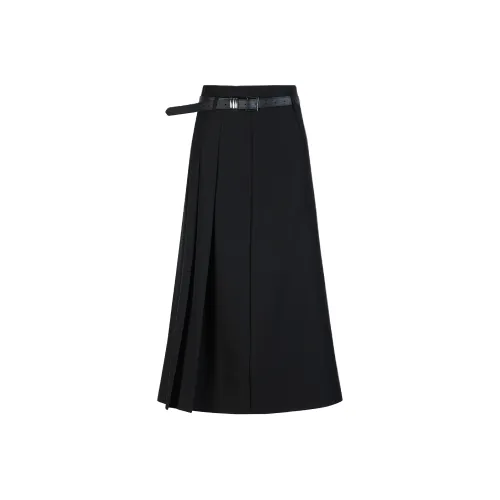 Wen Shan Повседневная Длинная Юбка Женская Черная