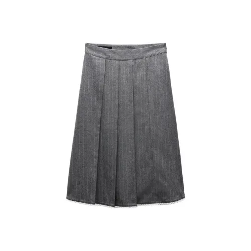 ZARA Серые Женские Повседневные Длинные Юбки