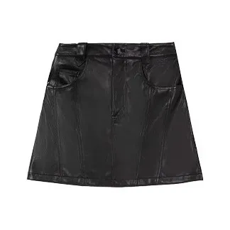 HDFULERN Кожаные короткие юбки Женские Черный