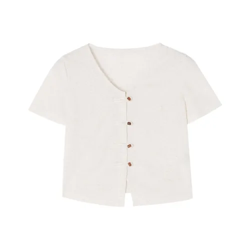 XIANGYING Рубашка с короткими рукавами рубашка женская цвет экрю