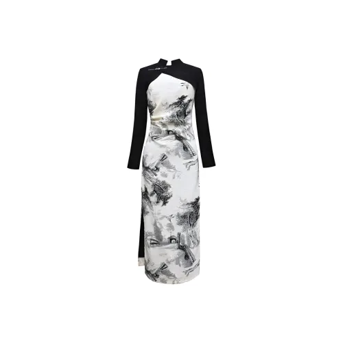 INTERPHASE Комплект с юбкой Женские 'Ji Night' Чхонсам Куртка+Чернила Платье-камзол