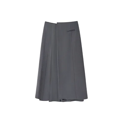 SHIRAN Повседневная длинная юбка женская серого цвета чайки