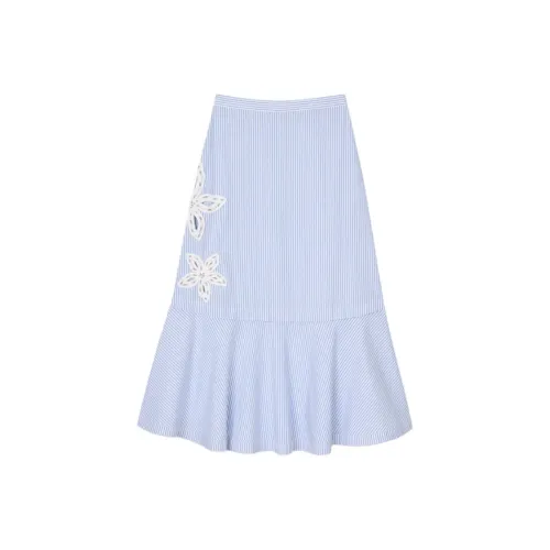 Sandro Повседневный Длинный Юбка Женские Небесно-голубой