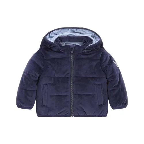 GUESS Детский топ Детская одежда С съемным капюшоном Бархатный пуховик Морской синий Младенец и малыш