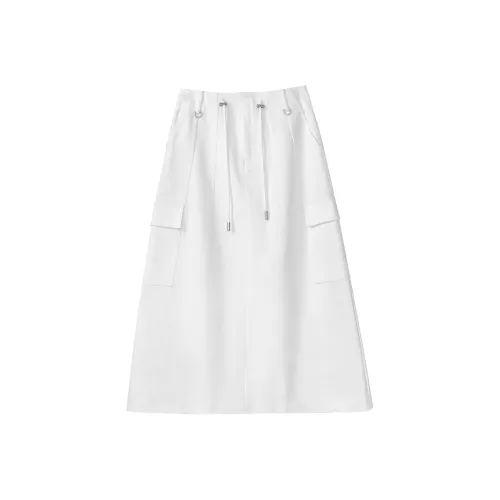 Fstudio Повседневный Длинный Юбка Женская Молочно-белый