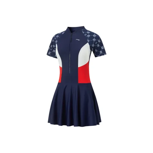 LINING Swimming Series Ван-Пис Купальник Женские Темный Bowl Синий