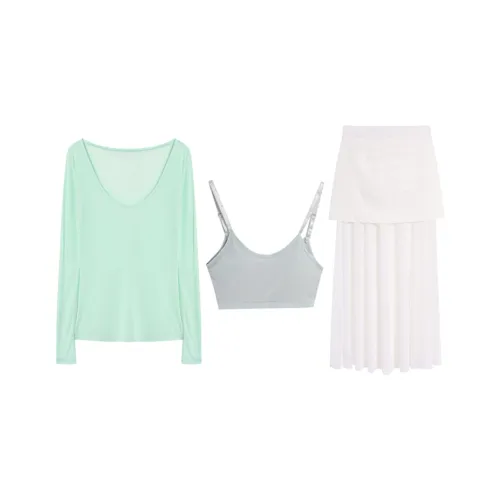 COVER TIME Зеленый Женские Комплекты с юбкой