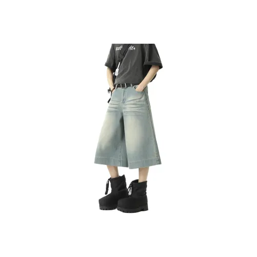 BQODQO Винтажные синие унисекс джинсовые шорты