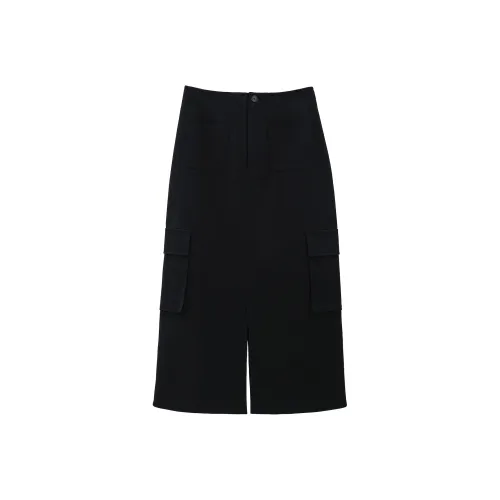 Fstudio Повседневный Длинный Юбка Женские Черный