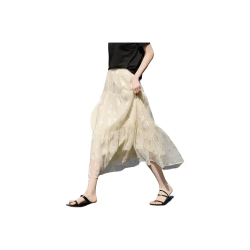 XWI Повседневный Длинный Юбка Женские Абрикос