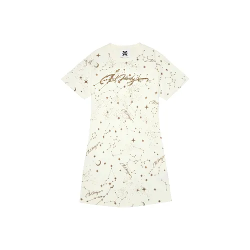 ED HARDY X Экрю Женские Короткие Платья с Рукавами
