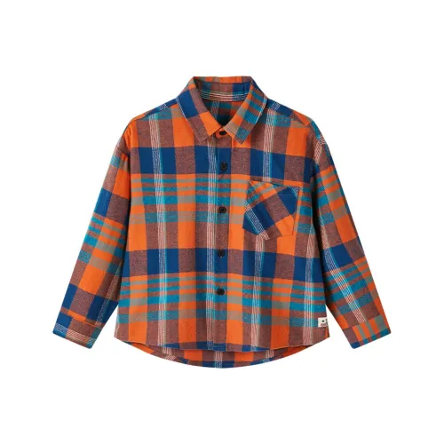 BOBDOG Клетчатый детский топ Весна Детский Оранжевый