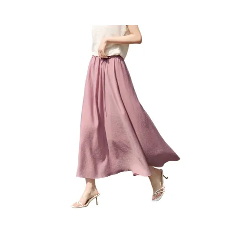 XWI Повседневный Длинный Юбка Женские Розовый