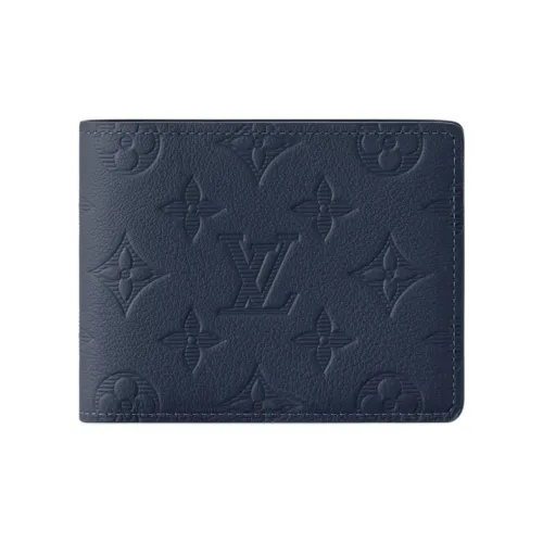 LOUIS VUITTON Multiple Тисненая Коровья Кожа Кошелек Мужской Морской Синий