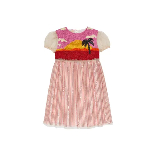 GUCCI Короткое платье с короткими рукавами светло-фиолетовый детский