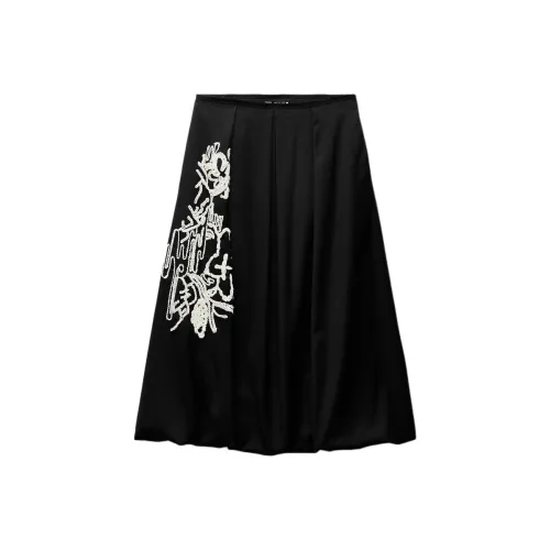 ZARA ZW Series Черные Женские Повседневные Длинные Юбки