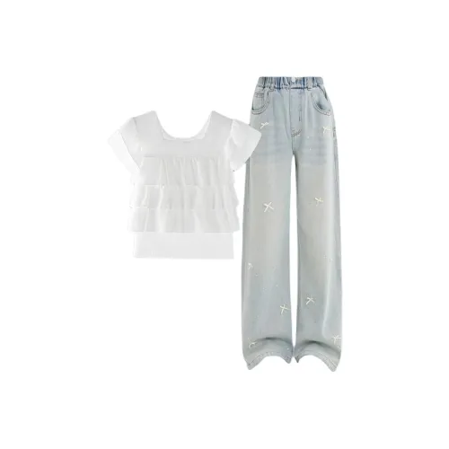 Youyou 1 Point Повседневная Спортивная Одежда 2 Предмета Комплект 18988 Белый + 13181 Синий Детский