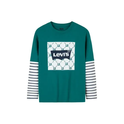 Levi's Удобная Длинная Рубашка с Длинными Рукавами Бирюзового и Зеленого Цвета для Подростков