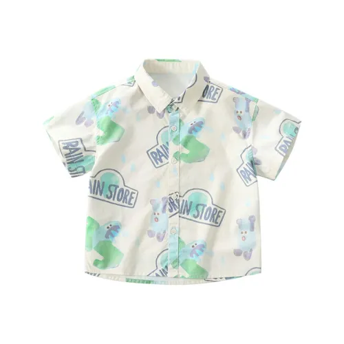 Rabbi Trees Письмо Полный принт Мультяшный Рубашка Лето Детский Приключение Капли