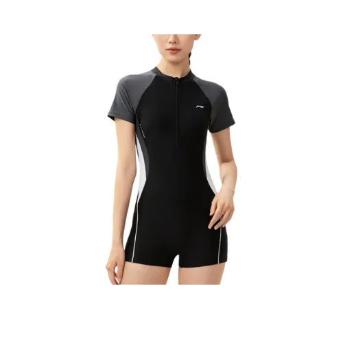 Лайнер Sports Series One-piece Купальник Женский Нефритовый Черный Однотонный