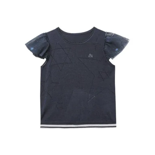 Mitti T Рубашка Однотонная Темно-синий Синий Дети Возраст 3-7 Лет