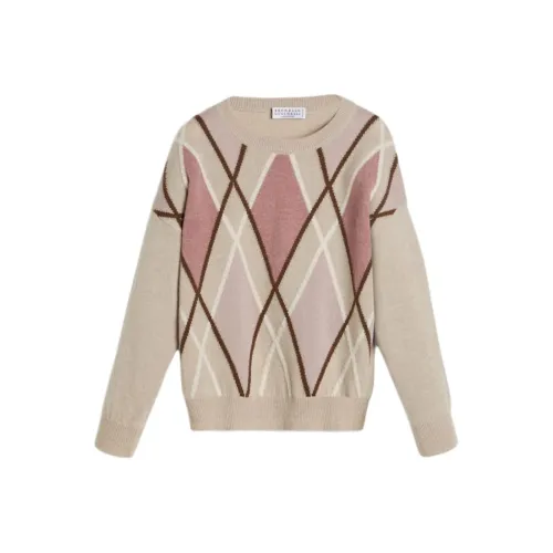 Brunello Cucinelli Бежево-желтые Kids Свитеры