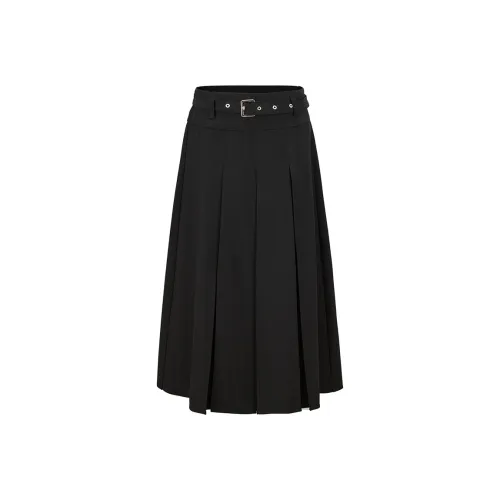 URBAN REVIVO Повседневный Длинный Юбка Женская Глубокий Черный