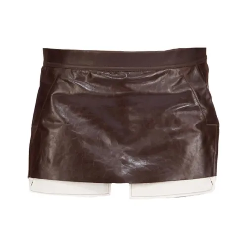 RICK OWENS совместный бренд RO SS25 Кожаные короткие юбки Женские