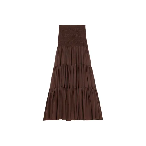 SAINT LAURENT Повседневный Длинный Юбка Женские Коричневый
