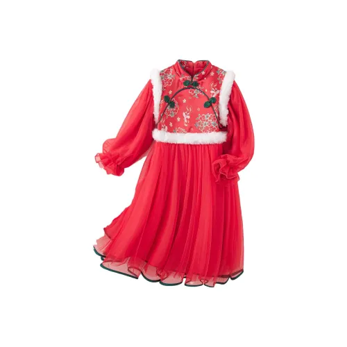 Октябрь Мами Чайлдренс Платье Праздничный Красный Малыш