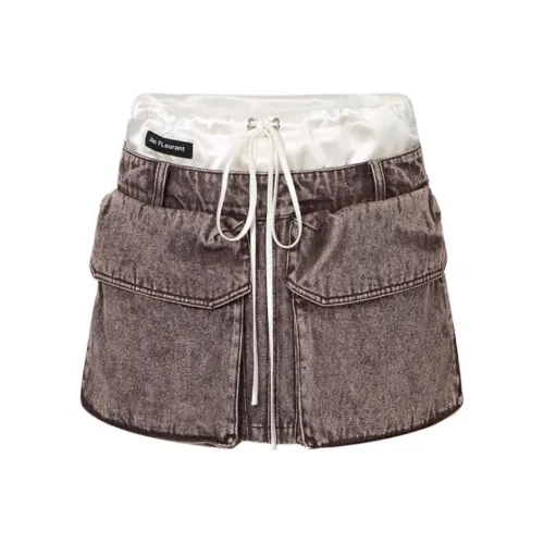 JAC FLEURANT Джинсовые короткие юбки Женские Хаки