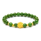 Браслет с бусинами "Счастливый Лотос" [Озёрный Зеленый]