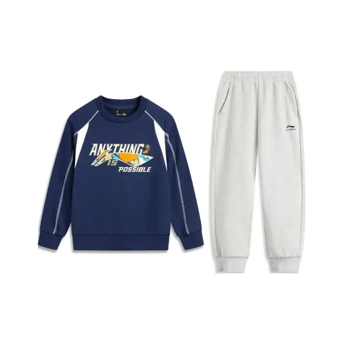 LINING YOUNG Sports Life Collection Темно-бирюзовый Синий/Вересковый Серый/Темно-Антарктический Серый Детский Сад Повседневная Спортивная Одежда