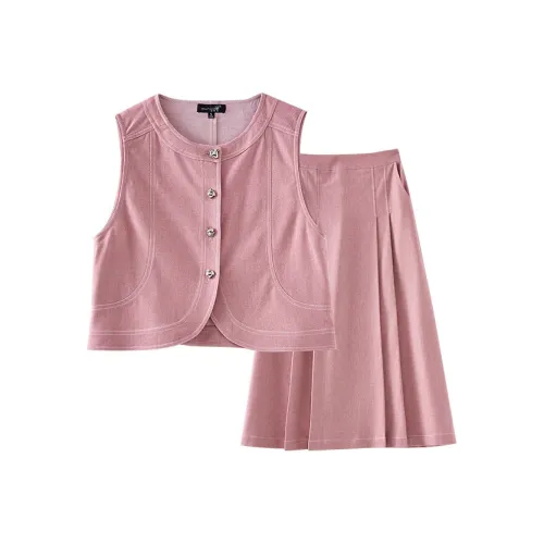 OUNIXUE Комплект с юбкой Женские Темно-розовый