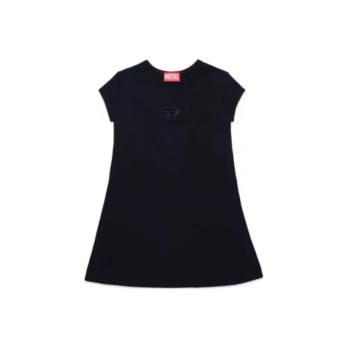 DIESEL Детская одежда Однотонный Круглый вырез Короткий рукав Длина MID Детский Черный