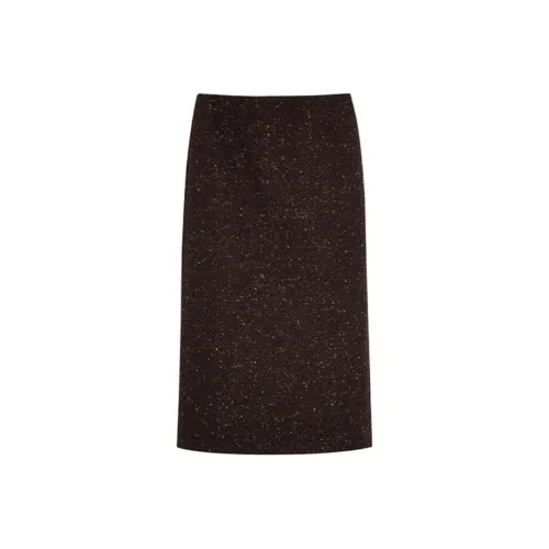 SHUSHUTONG Повседневная длинная юбка женская коричневого цвета