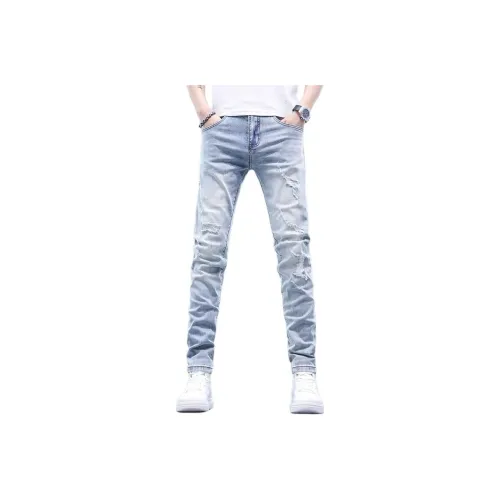 JIKENDI Светло-синие мужские джинсы