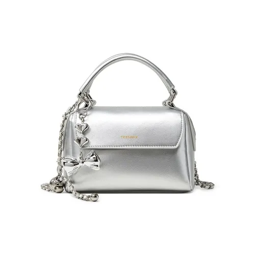 teenmix Сумка из коровьей кожи на плечо подушка через плечо сумка маленькая женский серебряный черный экрю