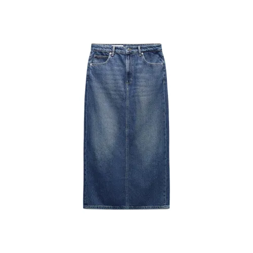 ZARA Синие Женские Повседневные Длинные Юбки