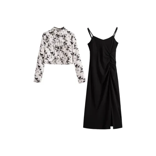 Cypress House Комплект с юбкой Женские Чернила Бабочка+Черный