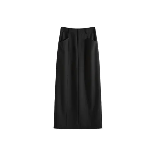 FANSILANEN Повседневный Длинный Юбка Женские Черный
