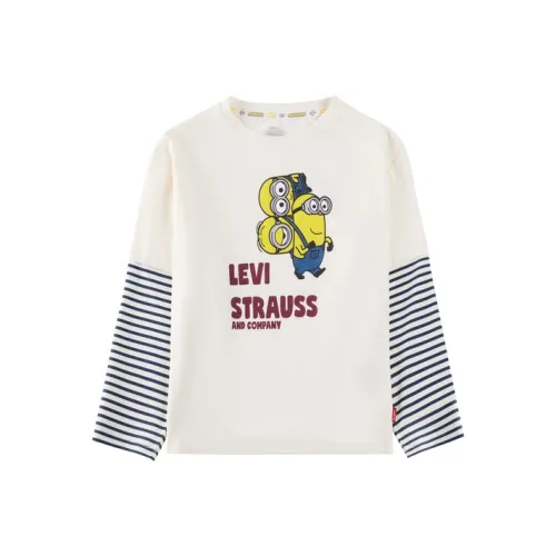 Levi's x MINIONS Mock Два предмета Длинный рукав Т-рубашка Цапля Белый Детский возраст 3-7 лет
